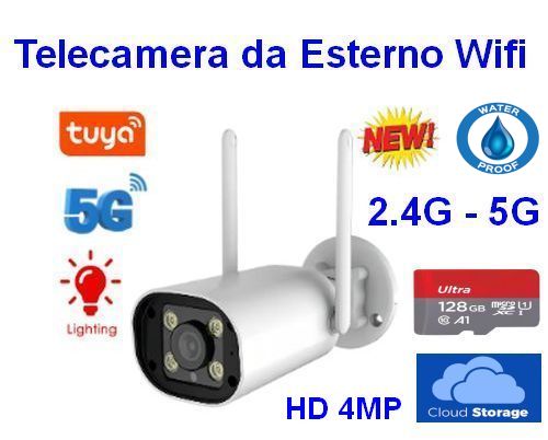 Telecamera da Esterno senza fili Wifi 5G e 2.4G Tuya 4MP